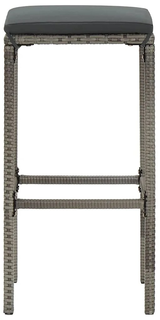 vidaXL Σετ Μπαρ Κήπου 7 Τεμ. Γκρι Μασίφ Ξύλο Ακακίας και Συνθ. Ρατάν