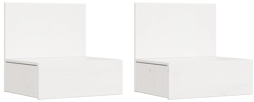 vidaXL Κομοδίνο 2 pcs Λευκό 42 x 32.5 x 40 εκ Μασίφ ξύλο πεύκου