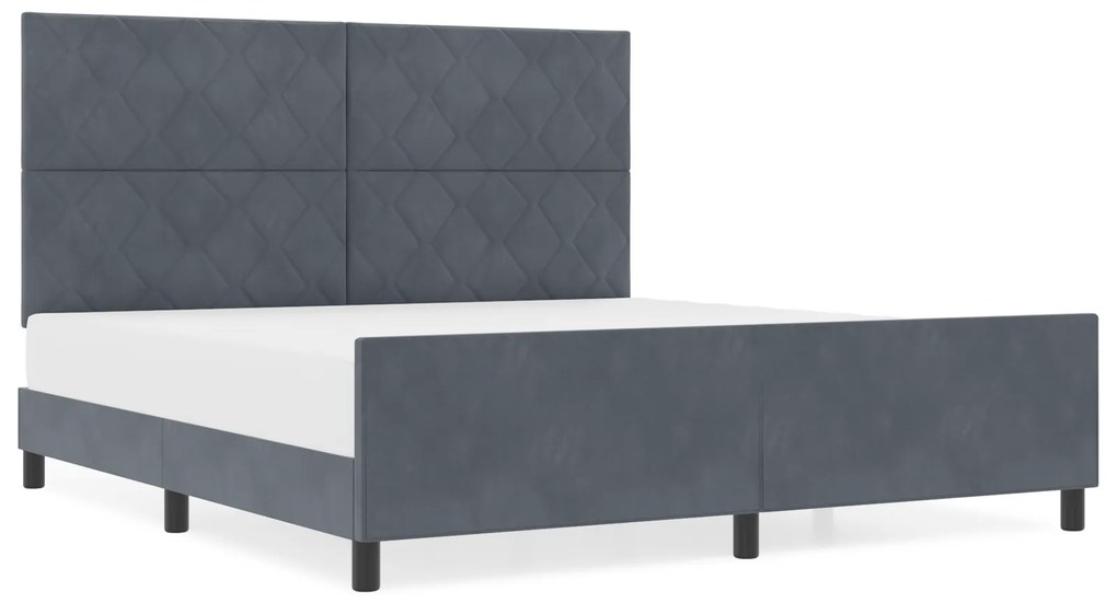 vidaXL Κρεβάτι Σκούρο Γκρι 180x200 εκ. Βελούδο