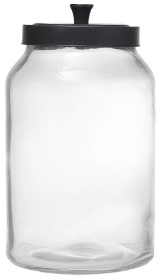 Βάζο Αποθήκευσης Με Καπάκι XL JAR101K6 14,5x14,5x28cm 4Lt Clear-Black Espiel Μέταλλο,Γυαλί