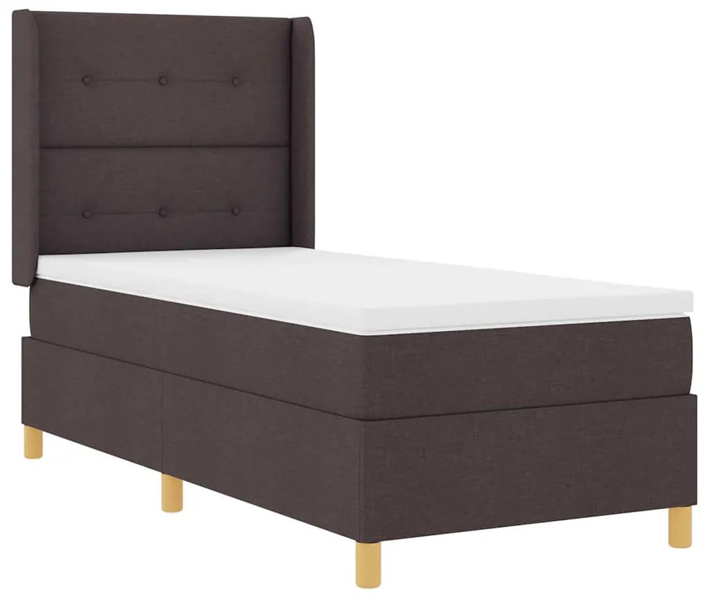 vidaXL Κρεβάτι με ελατήρια με στρώμα Καφέ 100 x 200 cm ύφασμα