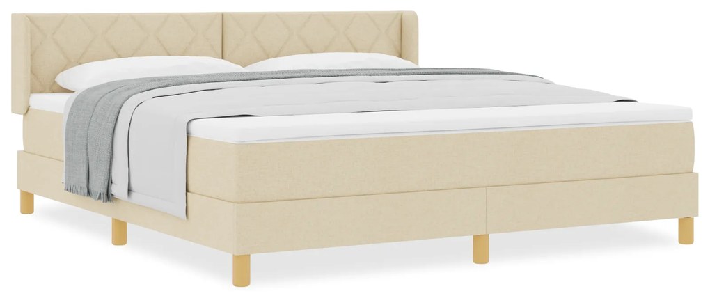 vidaXL Κρεβάτι με Ελατήρια με στρώμα Κρεμ 180 x 200 cm ύφασμα