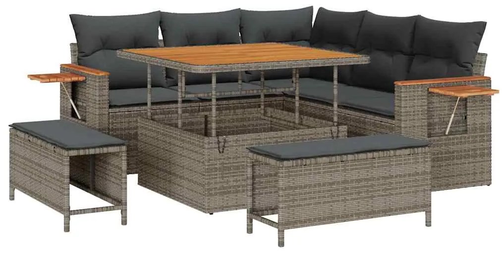 vidaXL Σετ Καναπέ Κήπου με μαξιλάρι 8 pcs Γκρι 100 x 100 x 71 cm