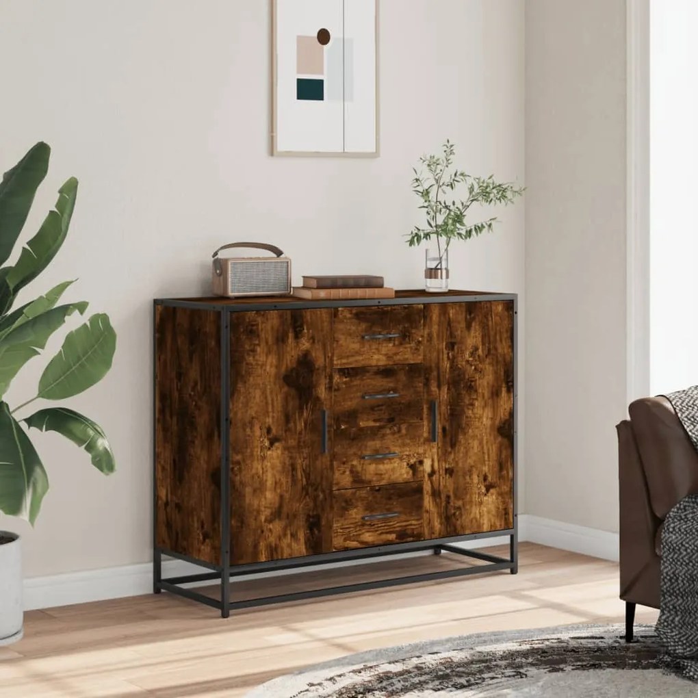 vidaXL Sideboard Καπνιστή δρυς 92x35x76 cm Κατασκευασμένο ξύλο