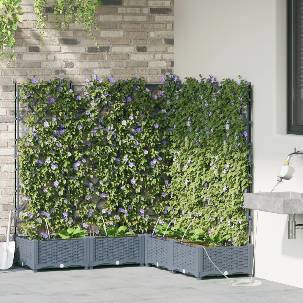 vidaXL Γλάστρες Κήπου 1 τεμ Ανοιχτό γκρι 120 x 120 x 126 cm Πλαστικό