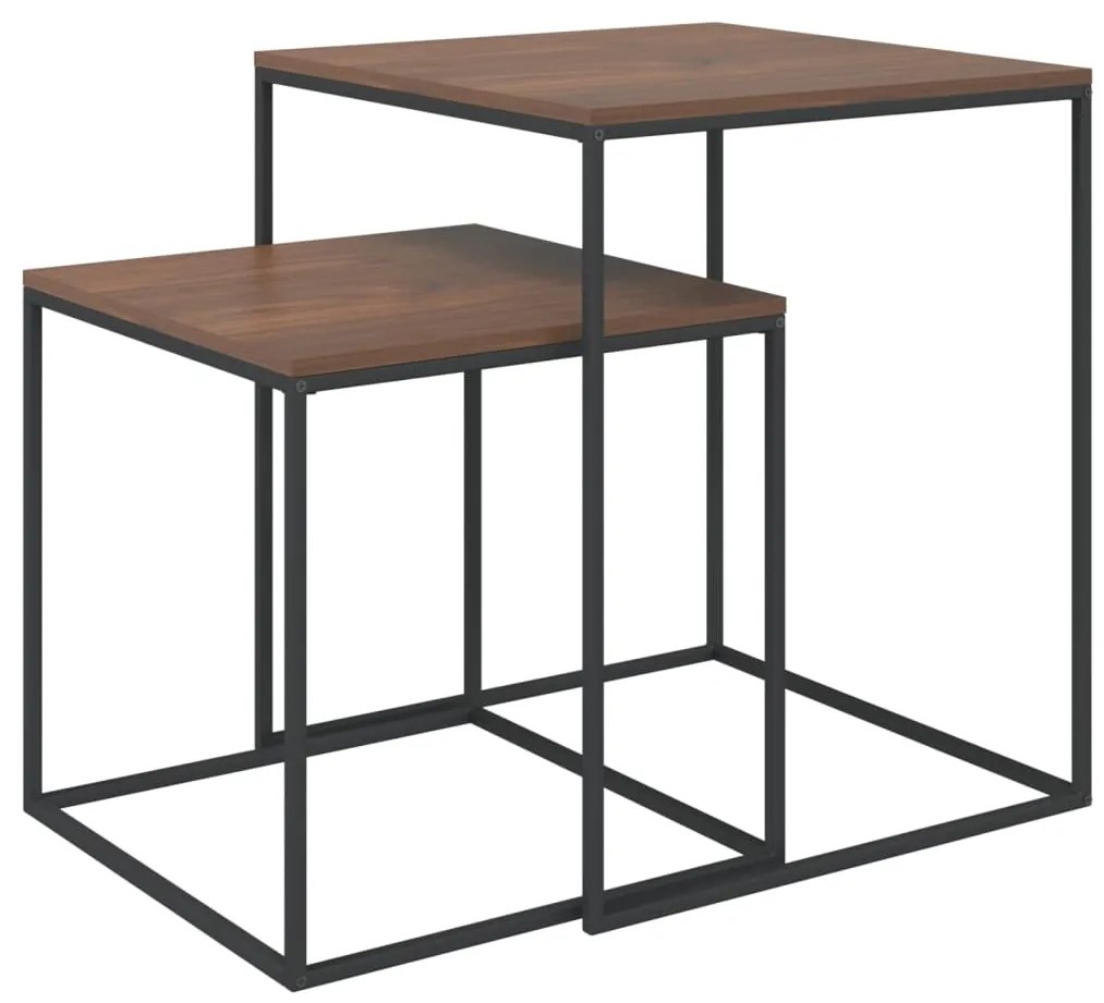 vidaXL Τραπεζάκια Σαλονιού Σετ 2 τεμ. από Επεξεργασμένο Ξύλο &amp; Μέταλλο