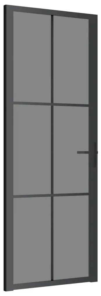 vidaXL Εσωτερική Πόρτα 76x201,5 εκ. Μαύρη ESG Γυαλί και Αλουμίνιο