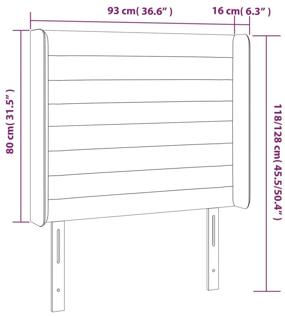 Κεφαλάρι Κρεβατιού LED Σκούρο Γκρι 93x16x118/128εκ. Βελούδινο - Γκρι