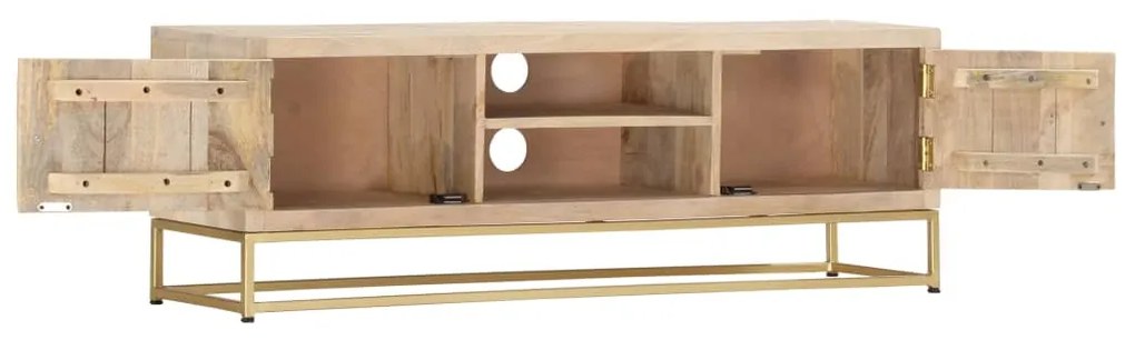 vidaXL Έπιπλο Τηλεόρασης Χρυσό 120 x 30 x 40 εκ. από Μασίφ Ξύλο Μάνγκο