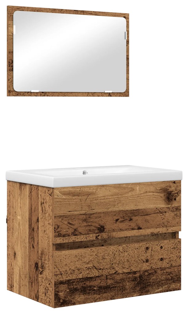 vidaXL Σετ Επίπλων Μπάνιου 3 pcs Παλιό ξύλο 60 x 38.5 x 45 cm