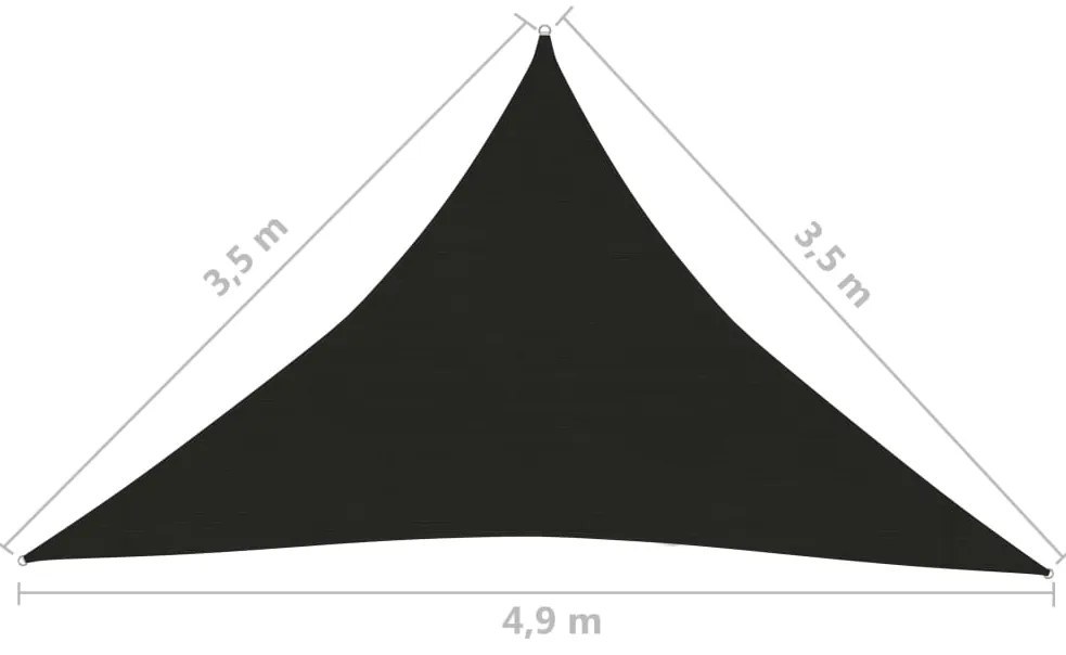 vidaXL Πανί Σκίασης Μαύρο 3,5 x 3,5 x 4,9 μ. από HDPE 160 γρ./μ²