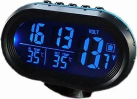 VST-7009V Ψηφιακό Βολτόμετρο / Θερμόμετρο / Ρολόι Αυτοκινήτου 9.2x6.5x2.5cm Μαύρο/Μπλε