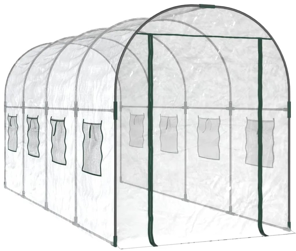 vidaXL Θερμοκήπιο Διαφανές 160x400x190 εκ. PVC &amp; Χάλυβας Ηλεκτρ. Βαφή