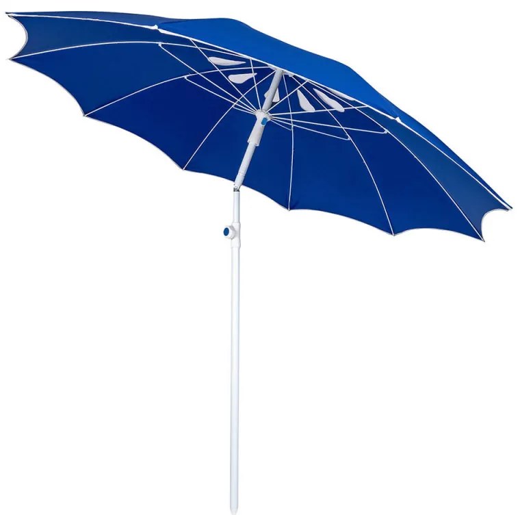 Ομπρέλα παραλίας MUHLER 2117 1008638, Ø190 cm, 210 cm ύψος, 10 νευρώσεις, UV προστασία UPF 50+, Μπλε