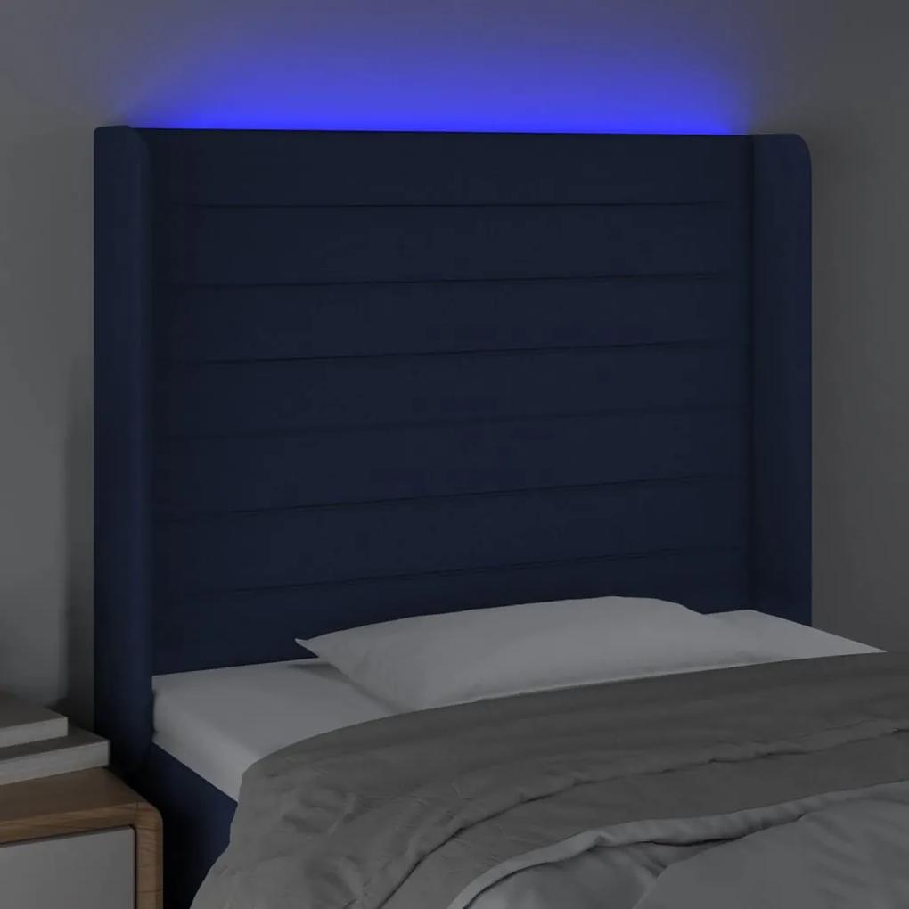vidaXL Κεφαλάρι Κρεβατιού LED Μπλε 103x16x118/128 εκ. Υφασμάτινο