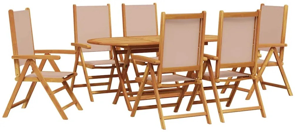 vidaXL Σέτ φαγητού για κήπο 7 pcs Taupe Μασίφ ξύλο ακακίας