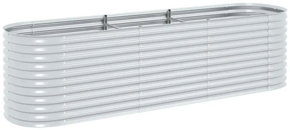 vidaXL Ζαρντινιέρα Υπερυψωμένη Ασημί 320x80x81 εκ. Γαλβανισμ. Χάλυβας