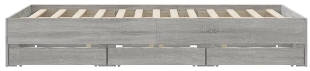 vidaXL Πλαίσιο Κρεβατιού με συρτάρια Γκρι sonoma 140x200εκ. Επεξ. Ξύλο