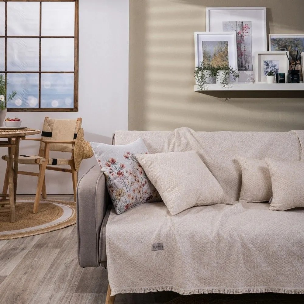 Ριχτάρι Treviso 01 Ecru Teoran Διθέσιο 180x250cm Cotton-Polyester