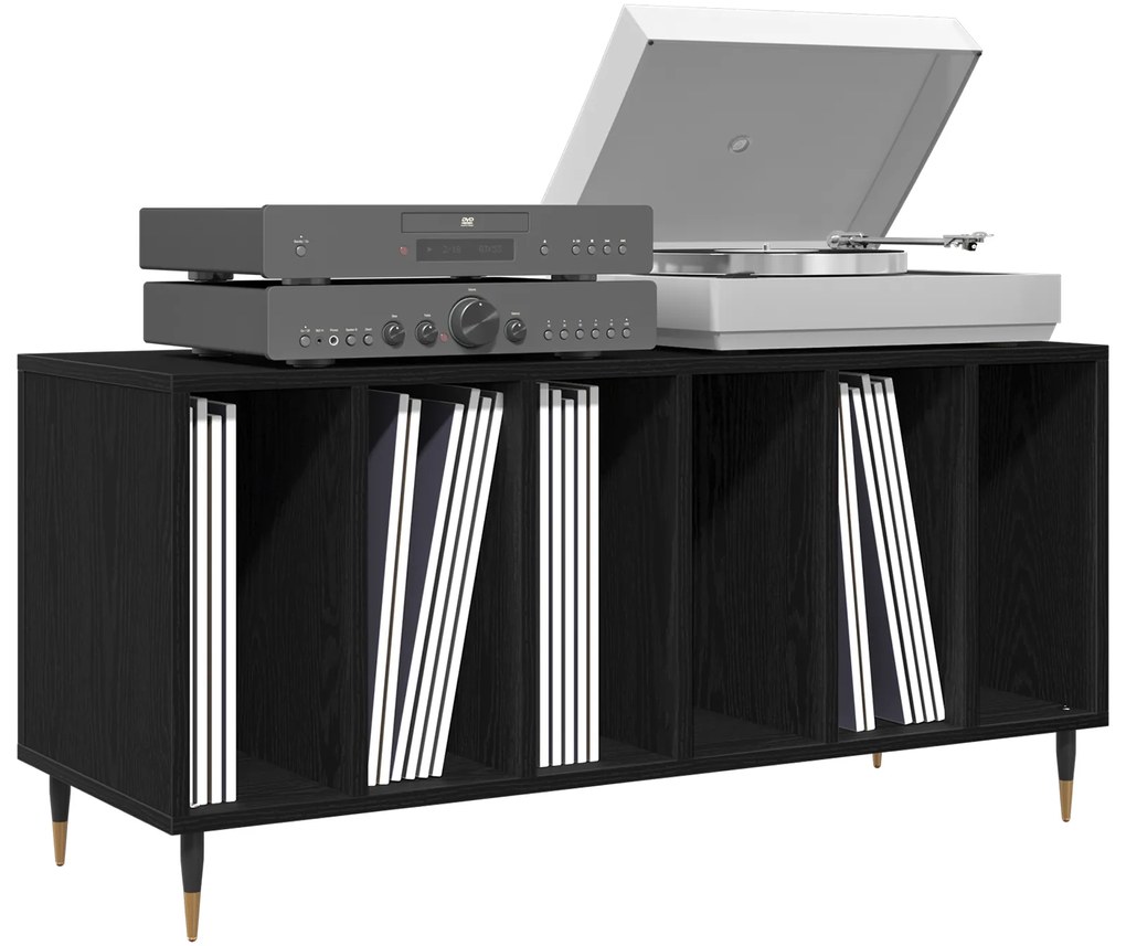 vidaXL Ντουλάπα Δίσκων Μαύρο Δρυς 100x38x48 εκ Επεξεργασμένο Ξύλο