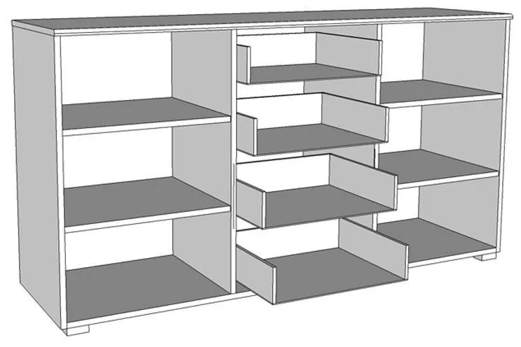 Κομότα Karl 3K4F Λευκό - Μαύρο Γκρί - Λευκή Λάκα 150x42x80.5 εκ. 150x42x80.5 εκ.