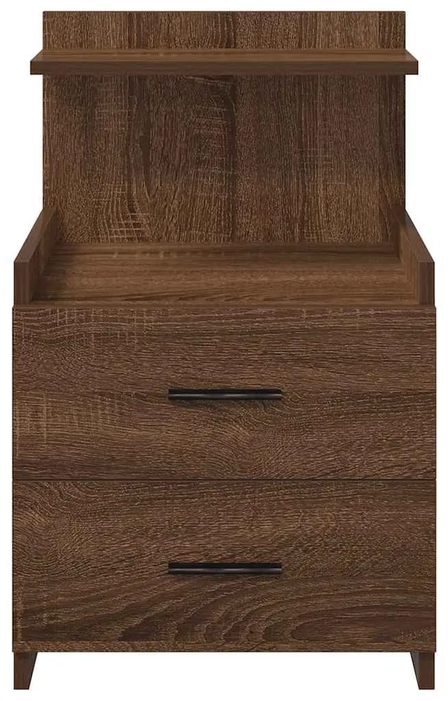 vidaXL Κομοδίνα 2 τεμ. με 2 Συρτάρια, Καφέ Δρυς 40x36,5x62 εκ.