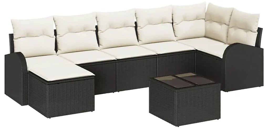 vidaXL Σετ Καναπέ Κήπου με μαξιλάρι 8 pcs Μαύρο Πολυ ράταν