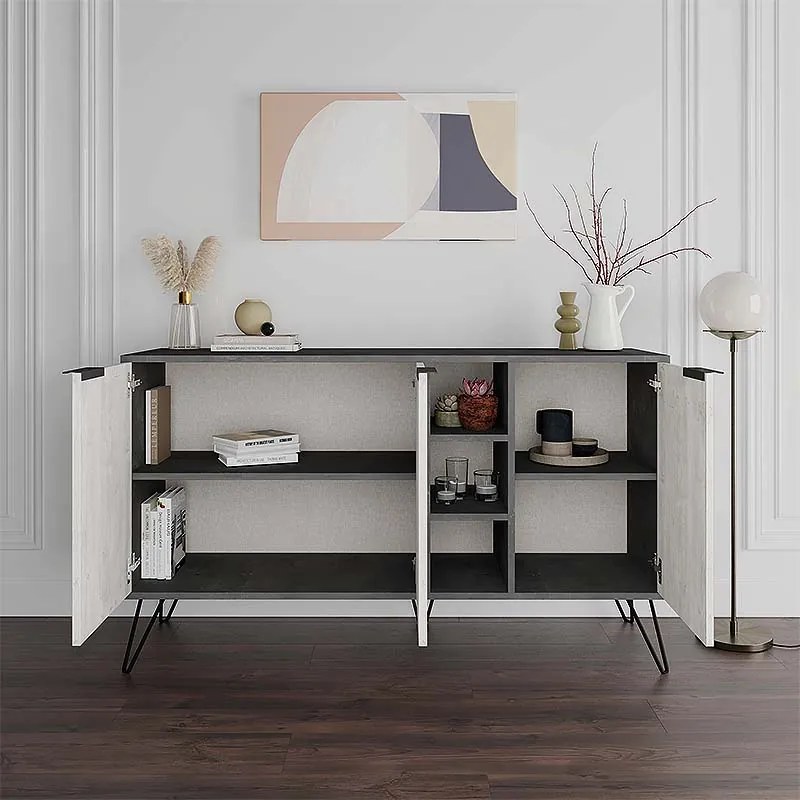 ΜΠΟΥΦΕΣ CLARA MEGAPAP ΧΡΩΜΑ ΓΚΡΙ ΡΕΤΡΟ - ΛΕΥΚΟ ΑΝΤΙΚΕ 142X35,6X83ΕΚ.