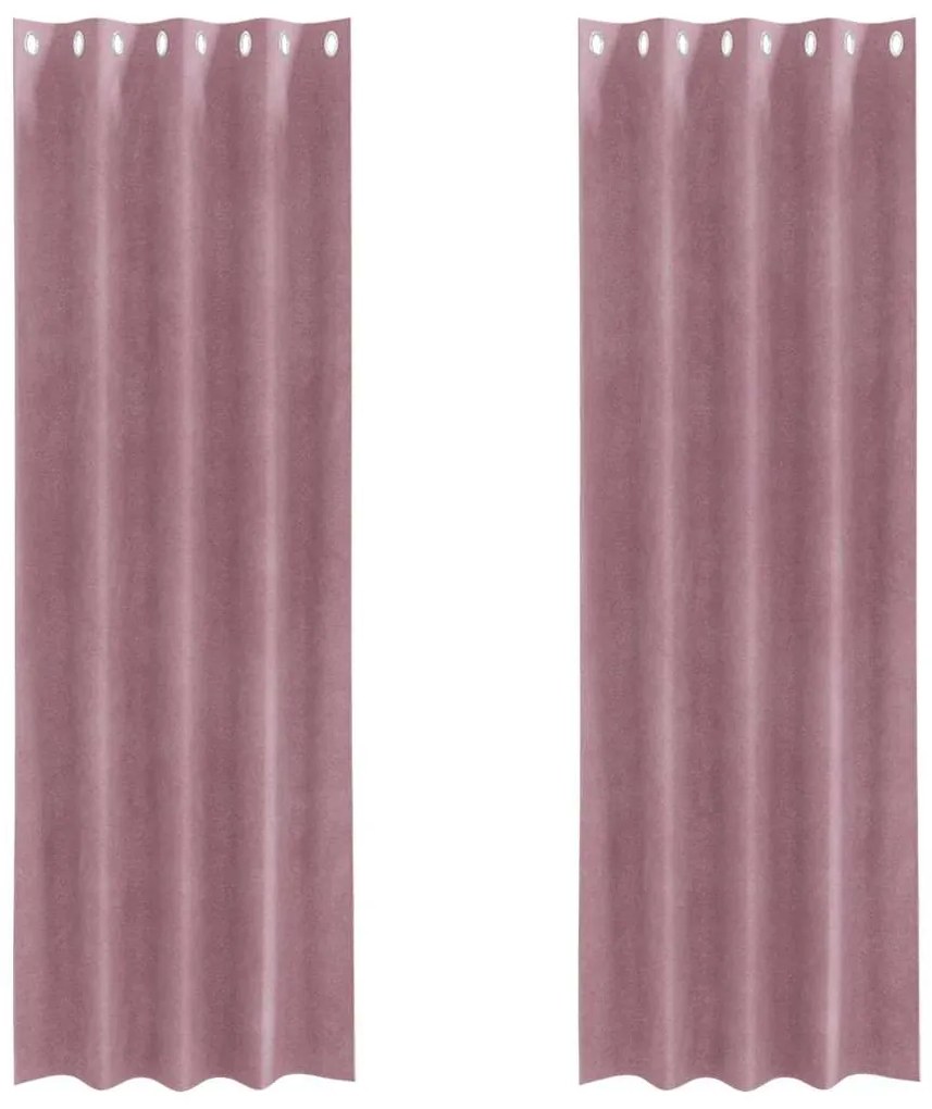 vidaXL Κουρτίνες με κουρτίνες 2 pcs Σκούρο Ροζ 140 x 225 cm Βελούδο