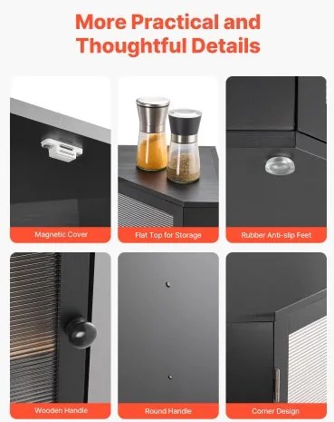 VEVOR Corner Bread Box for Kitchen Counter Double Layer Bamboo Storage Container