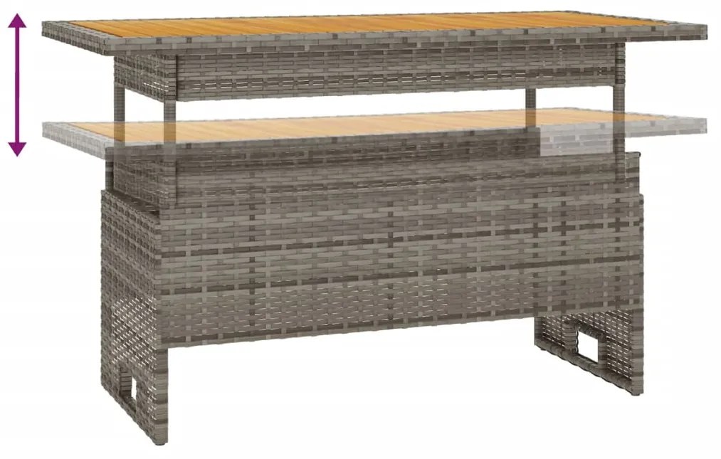 vidaXL Τραπέζι Κήπου Γκρι 100x50x43/63 εκ. Μασίφ Ακακία & Συνθ. Ρατάν