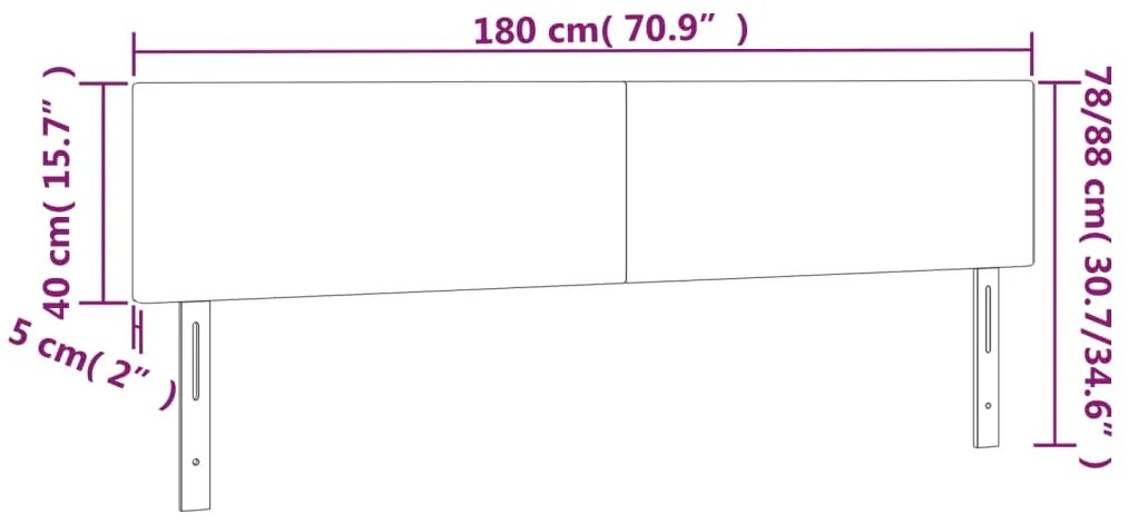 vidaXL Κεφαλάρι Κρεβατιού LED Μαύρο 180x5x78/88 εκ. Υφασμάτινο