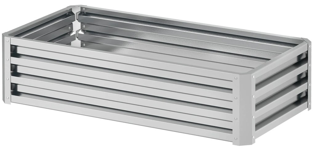 Outsunny Υπερυψωμένο παρτέρι, κουτί φύτευσης, ανθεκτικό στις καιρικές συνθήκες, ανοιχτό κάτω μέρος, γαλβανισμένος χάλυβας, 120 cm x 60 cm x 30,5 cm, Ασημί