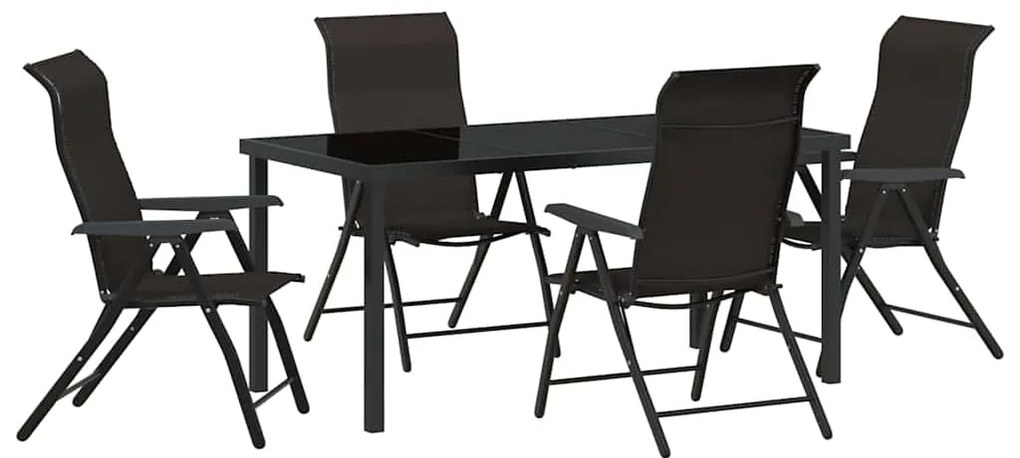 vidaXL Σέτ φαγητού για κήπο 5 pcs Μαύρος καφές Πολυ ράταν