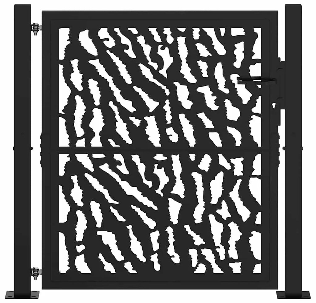 vidaXL Πόρτα Κήπου Μαύρη με Σχέδιο Ατσάλινης Γραμμής 100x100 εκ.