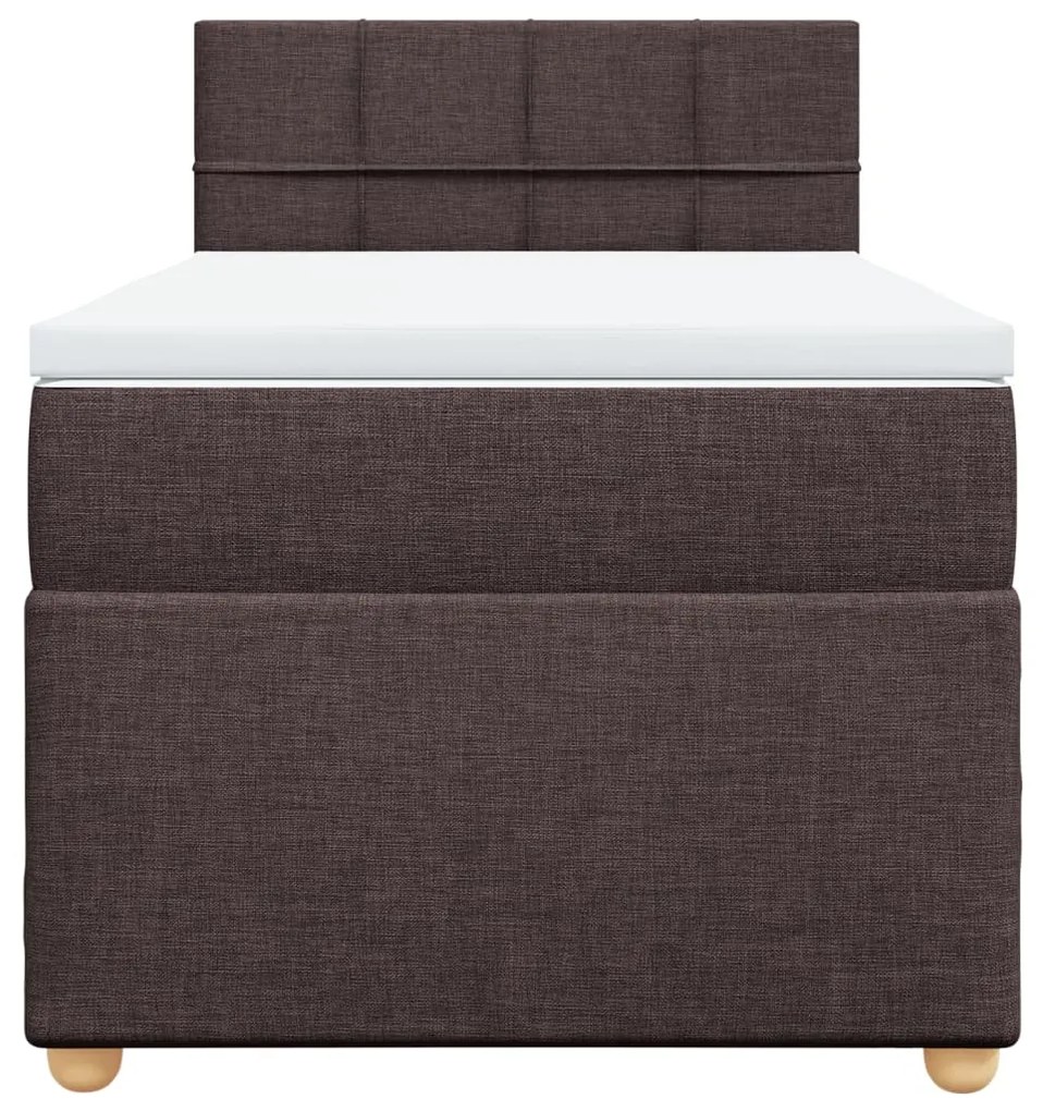 vidaXL Κρεβάτι Boxspring με Στρώμα Σκούρο Καφέ 80x200 εκ. Υφασμάτινο