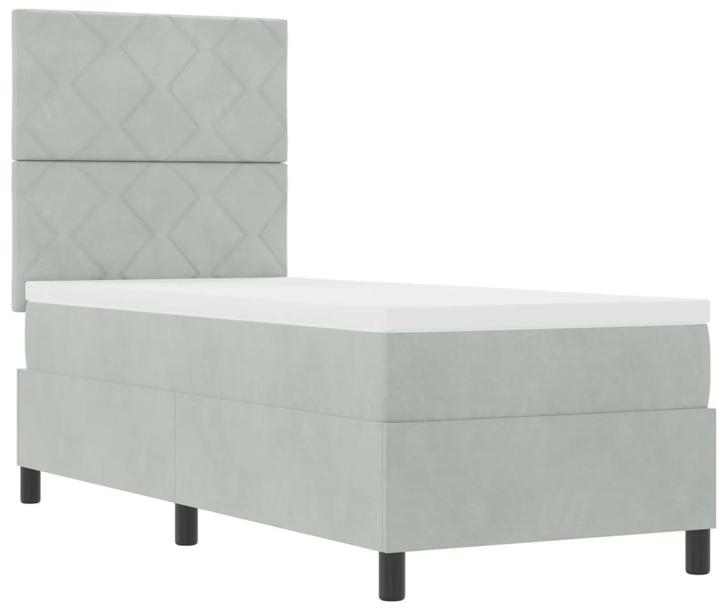 vidaXL Κρεβάτι Box Spring με Στρώμα Ανοιχτό Γκρι 80x200 εκ Βελούδο