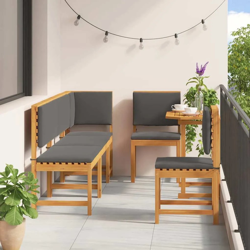 vidaXL Σετ Μπιστρό Κήπου 6 pcs Καφέ Μασίφ ξύλο ακακίας
