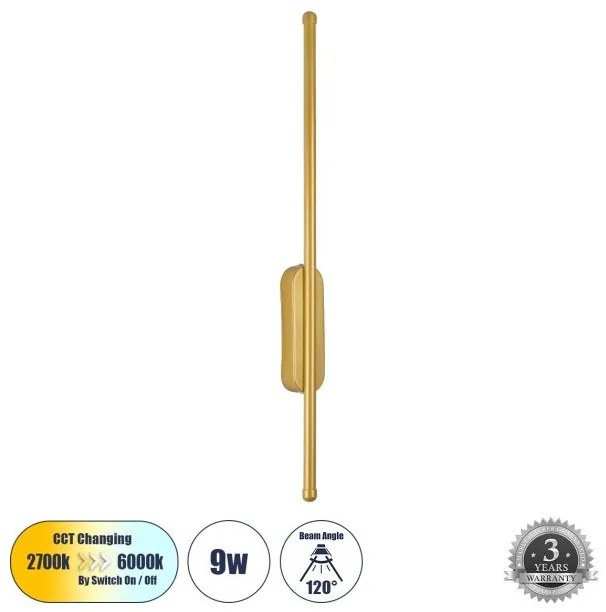 Απλίκα Φωτιστικό Τοίχου LED CCT 9W 1080lm HARLEM Globostar-61332-Χρυσό 61332