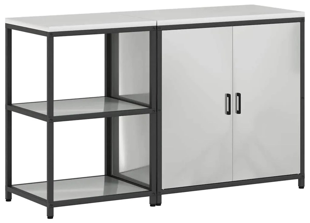 vidaXL Σετ Αποθήκευσης Κουζίνας με ράφι 2 pcs Ασημί 150 x 50 x 92 εκ.