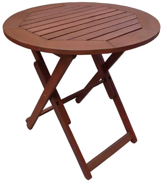 Πτυσσόμενο τραπέζι Muhler Meranti 1001761, Ø70x74 cm, ξύλο Meranti/Shorea, κόκκινο-καφέ
