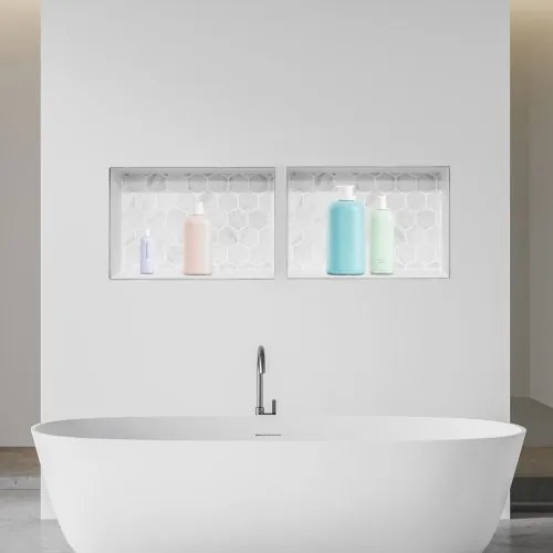 VEVOR Shower Niche 40.6 x 61+40.6 x 61 cm Recessed Wall Organizer Bathroom