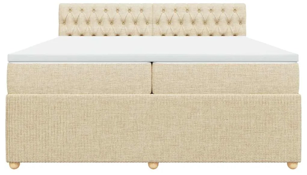 vidaXL Κρεβάτι Boxspring με Στρώμα Κρεμ 200x200 εκ. Υφασμάτινο