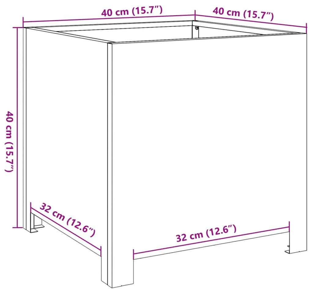 Ζαρντινιέρα Κήπου 40x40x40 εκ. Γαλβανισμένο Χάλυβα - Ασήμι