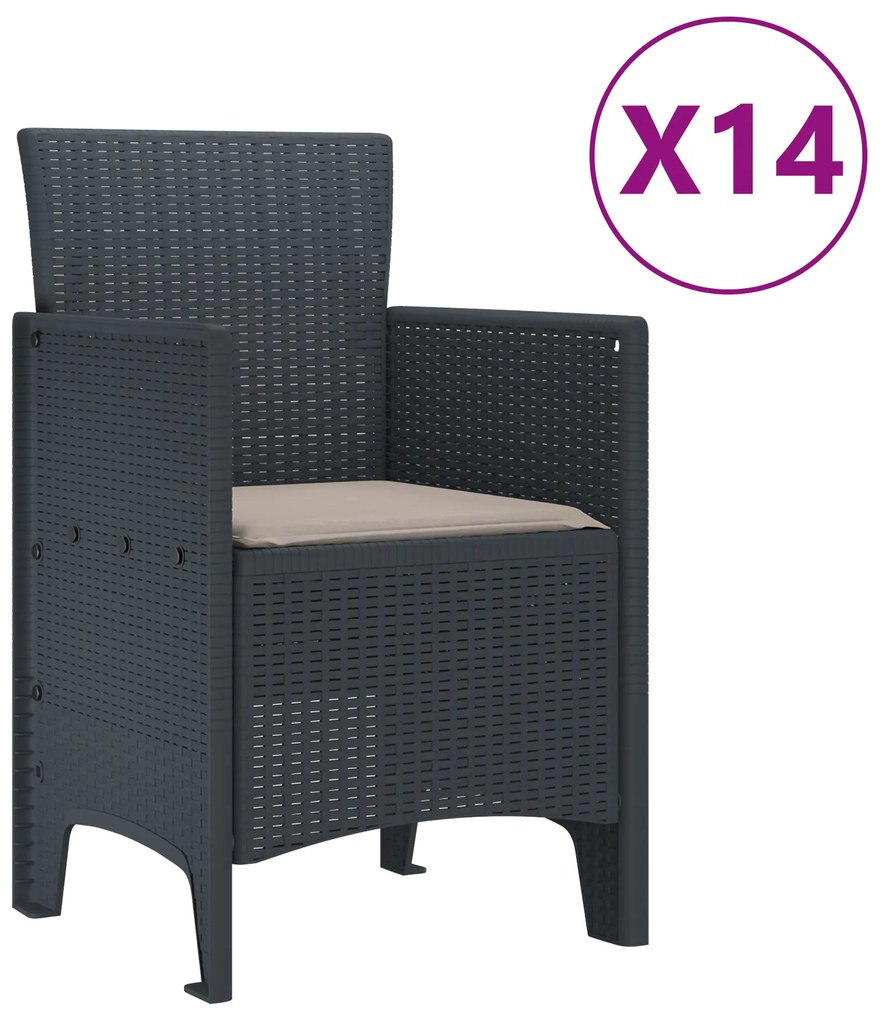 vidaXL Σετ Τραπεζαρίας Κήπου 15 pcs Ανθρακί 14-Θέσεων