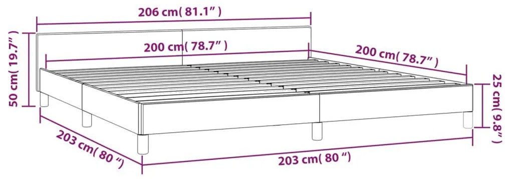 Σκελετός Κρεβατιού Χωρίς Στρώμα Σκ. Γκρι 200x200 εκ.Υφασμάτινο - Γκρι