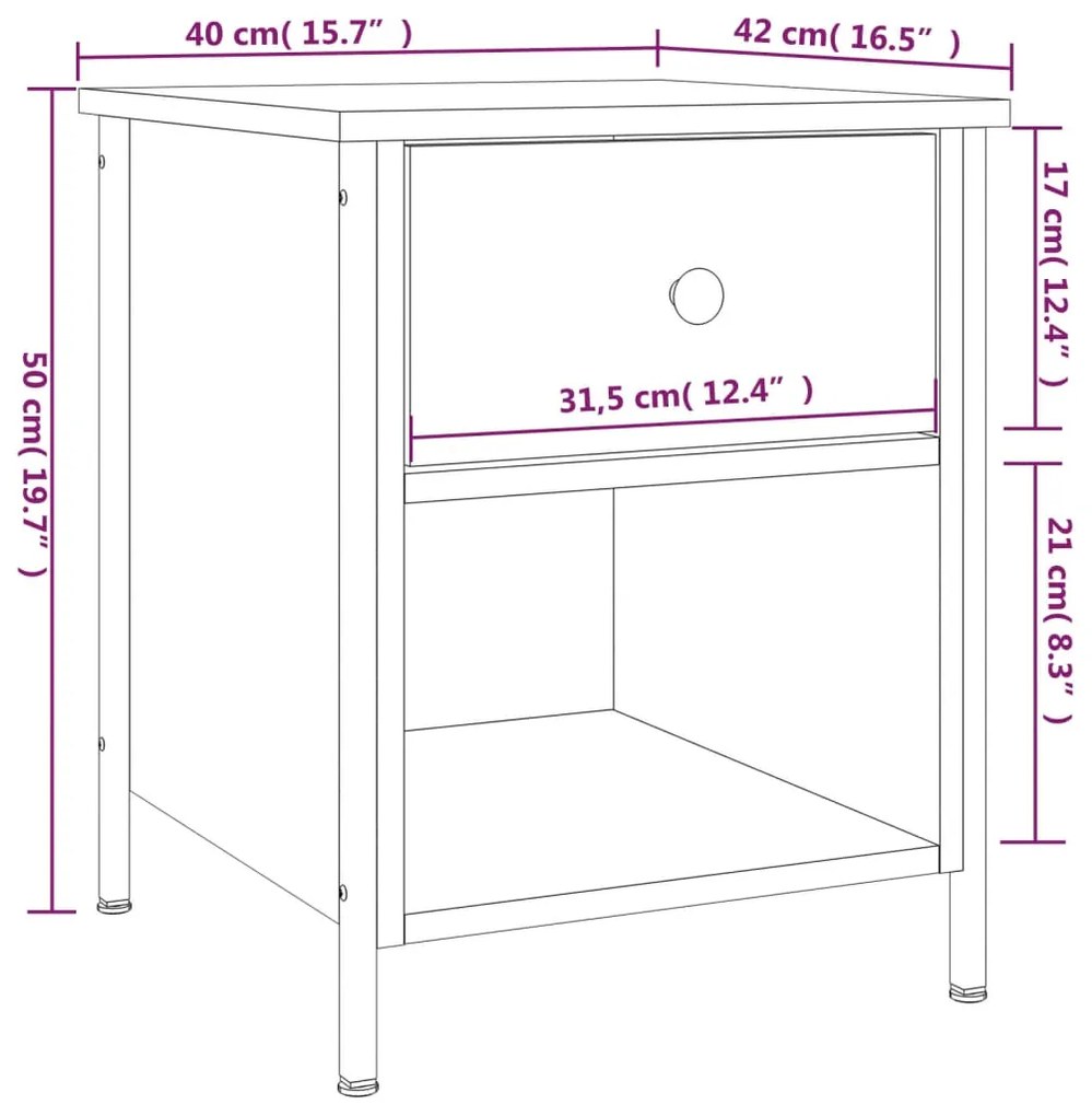 ΚΟΜΟΔΙΝΑ 2 ΤΕΜ. SONOMA ΔΡΥΣ 40X42X50 ΕΚ. ΑΠΟ ΕΠΕΞΕΡΓΑΣΜΕΝΟ ΞΥΛΟ 825936