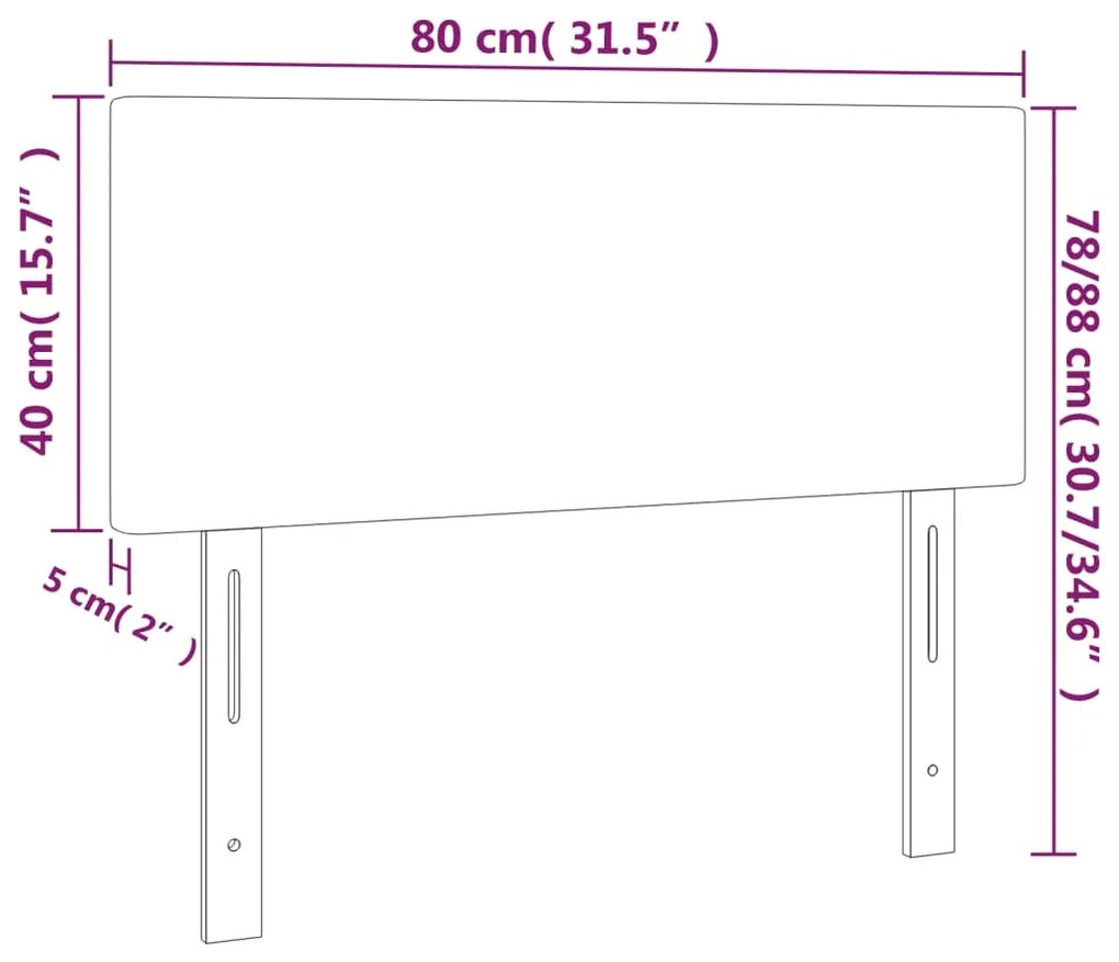 vidaXL Κεφαλάρι Κρεβατιού LED Γκρι 80x5x78/88 εκ. από Συνθετικό Δέρμα