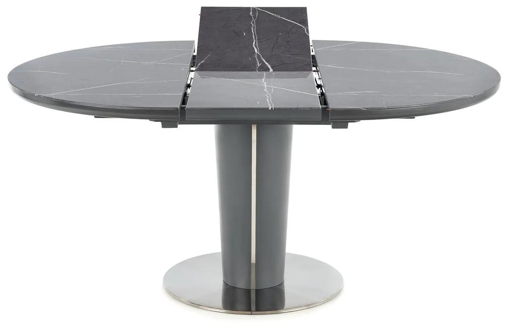 Τραπέζι Houston 958, Γκρι μάρμαρο, Σκούρο γκρι, 76cm, 96 kg, Επιμήκυνση, Επεξεργασμένο γυαλί, Μέταλλο | Epipla1.gr