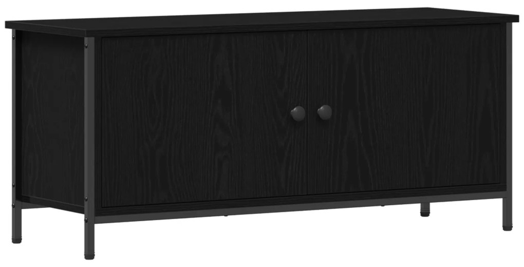 vidaXL TV Stand Μαύρης Δρυός Μαύρη δρυός Μοριοσανίδα, Μέταλλο